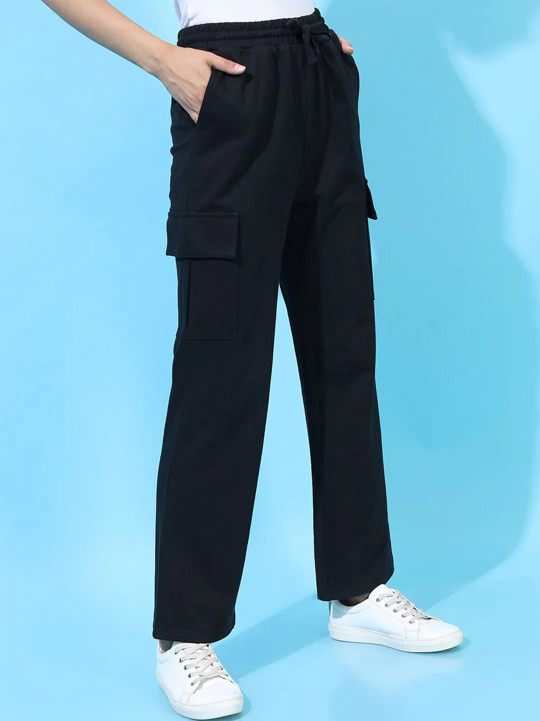 Tokyo Talkies Women Black Solid Bootcut Track Pants - Image 2