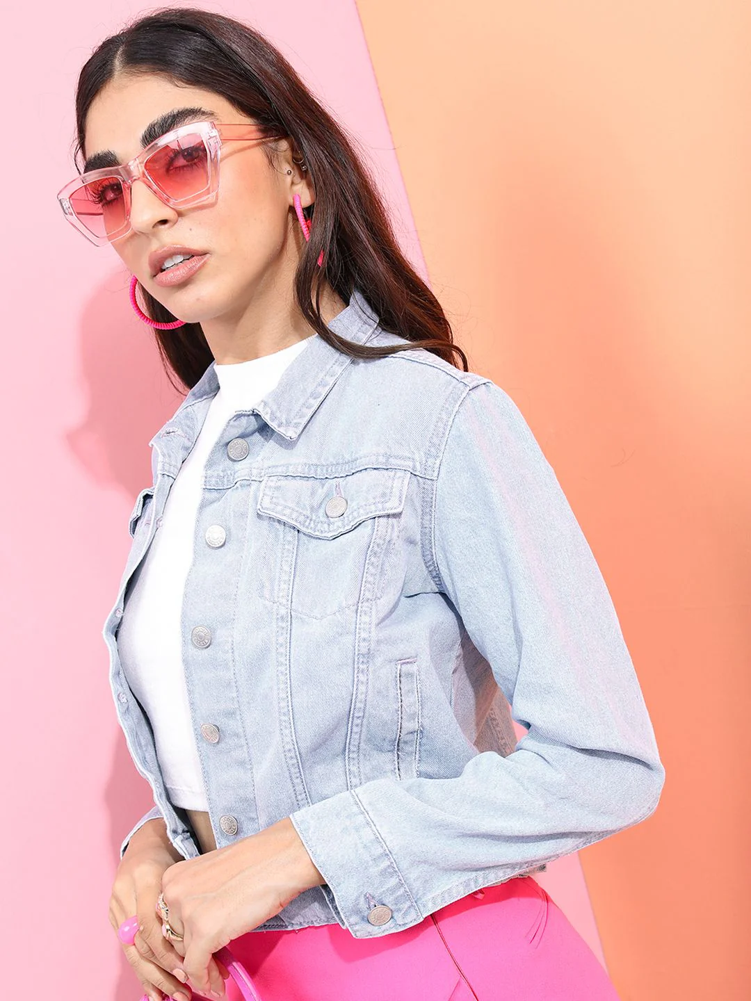 Tokyo Talkies Women Blue Solid Denim Jacket - Image 3