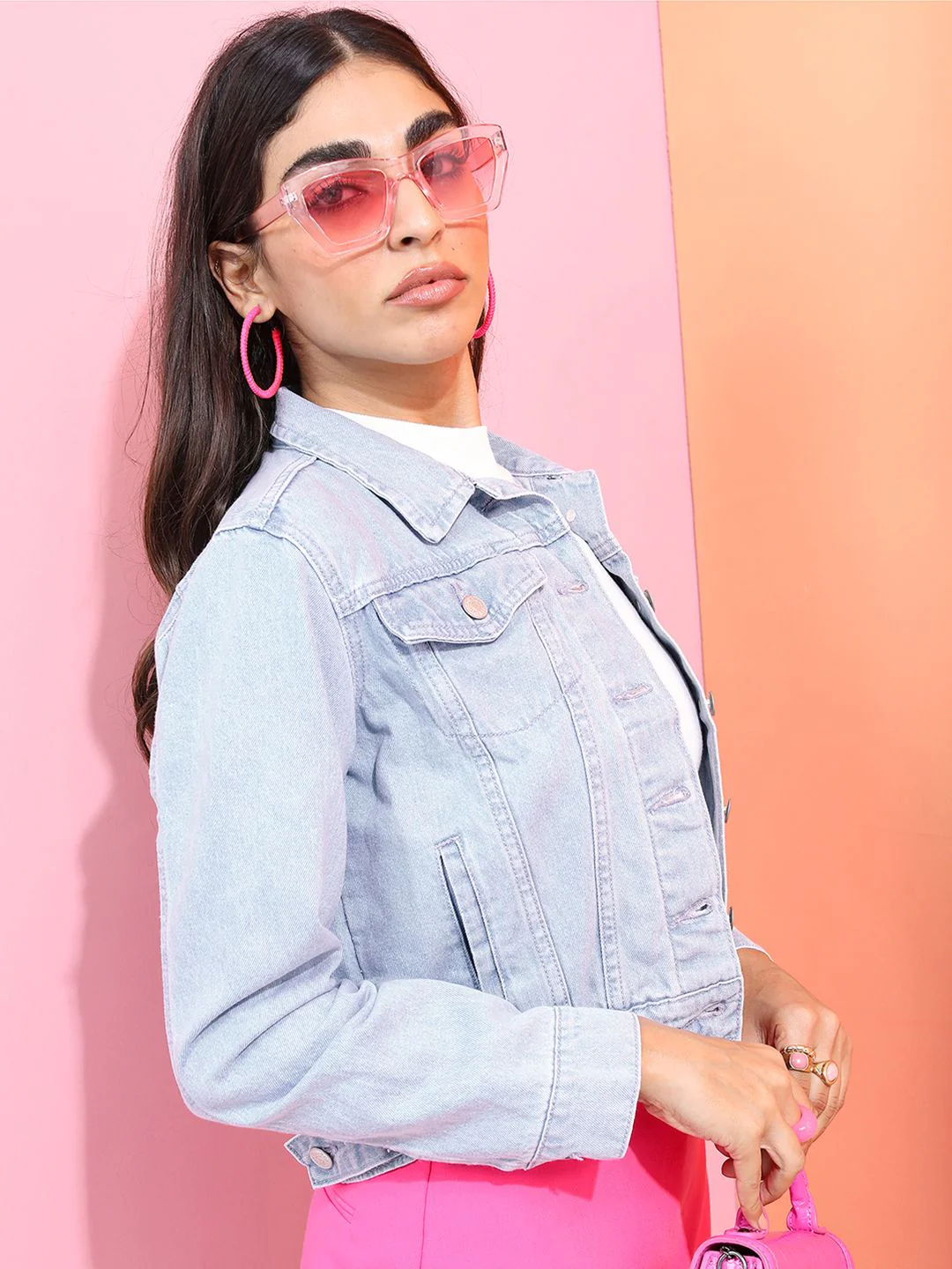 Tokyo Talkies Women Blue Solid Denim Jacket - Image 6