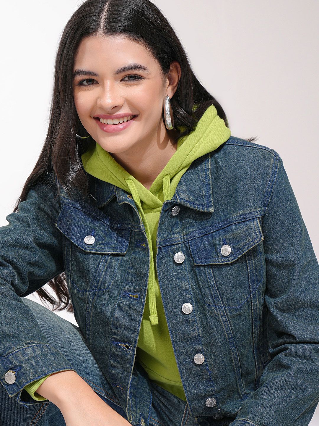 Tokyo Talkies Women Blue Solid Denim Jacket