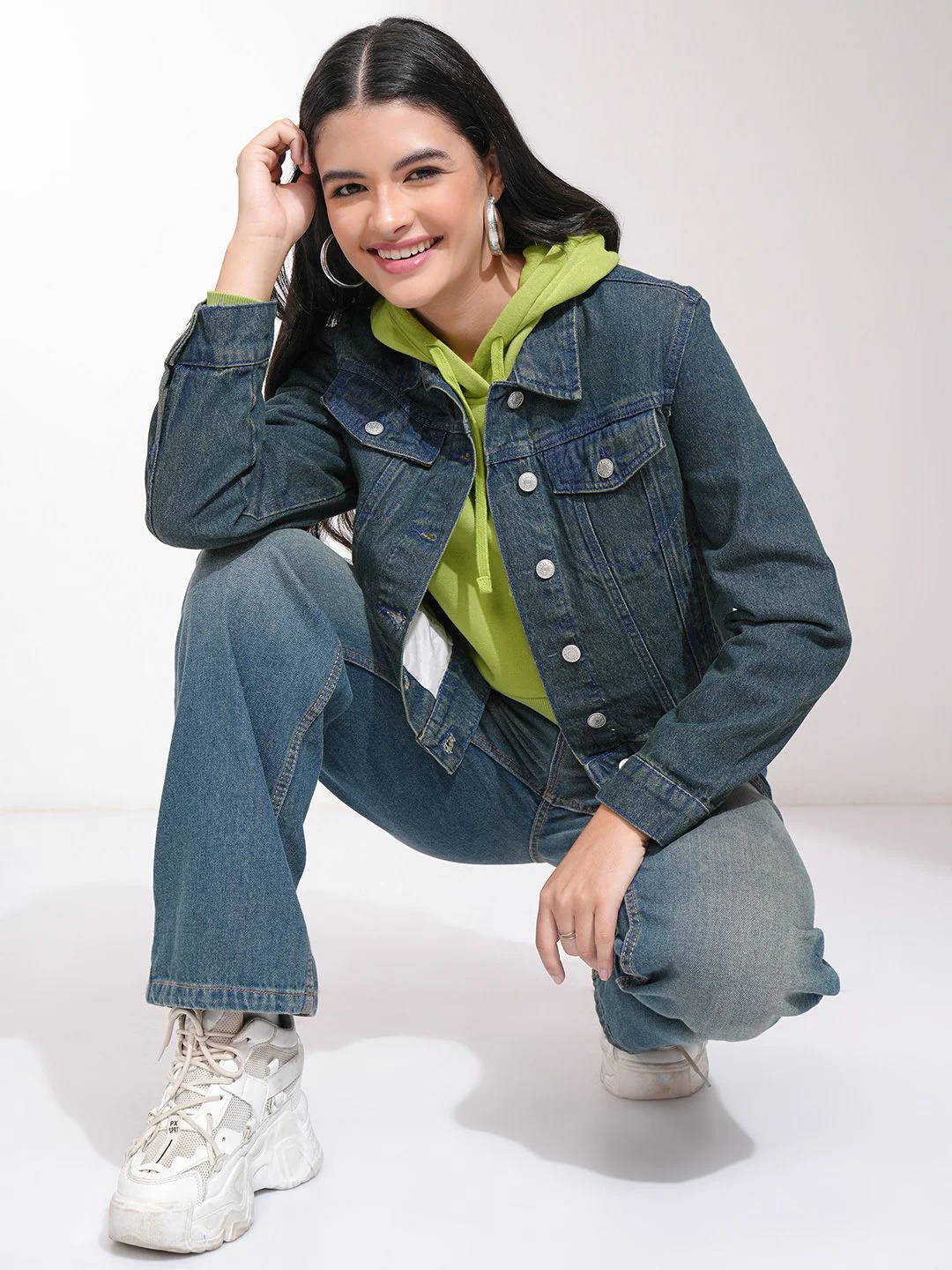 Tokyo Talkies Women Blue Solid Denim Jacket - Image 6