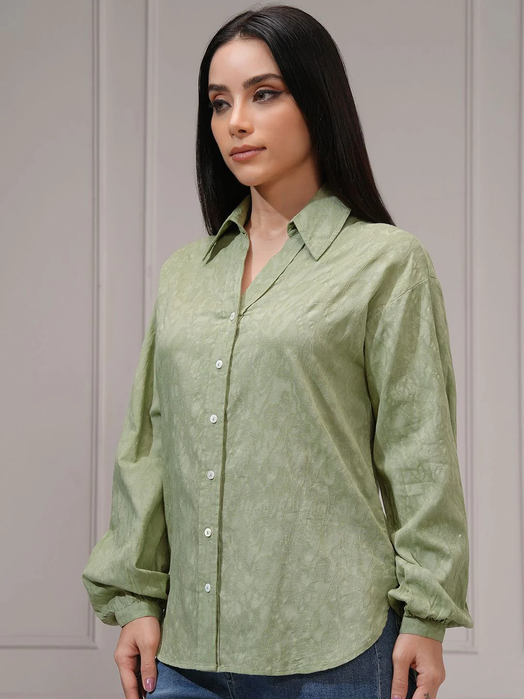 Tokyo Talkies Women Button Down Full Sleeve Shirt - Image 5