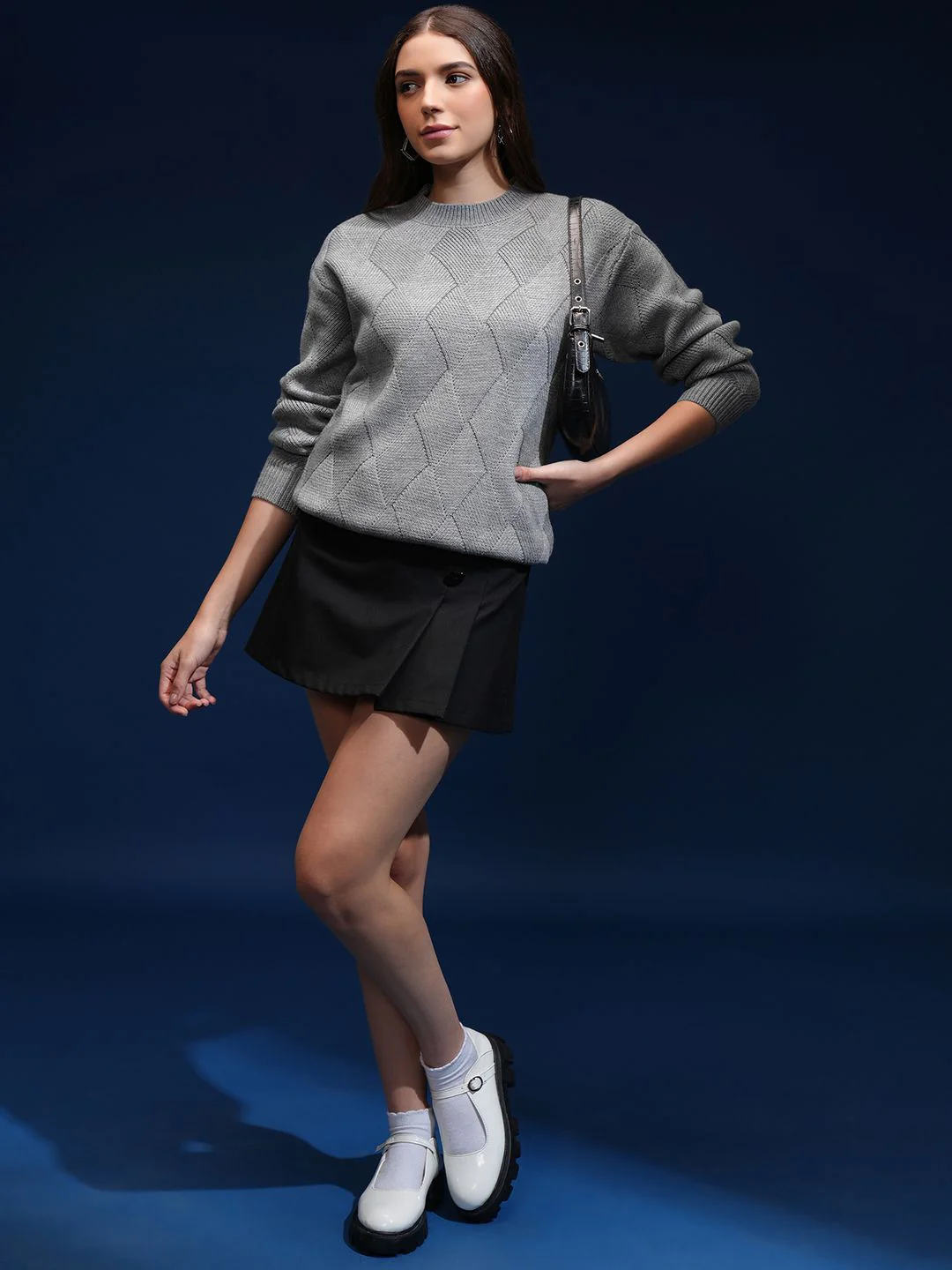 Tokyo Talkies Women Cable Knit Pullover Sweaters - Image 6