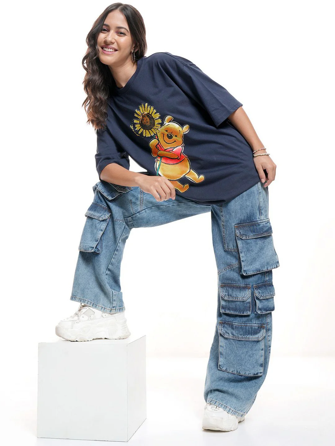 Tokyo Talkies Women Disney Winnie The Pooh Graphic Printed Oversized Cotton Tshirt - Image 5