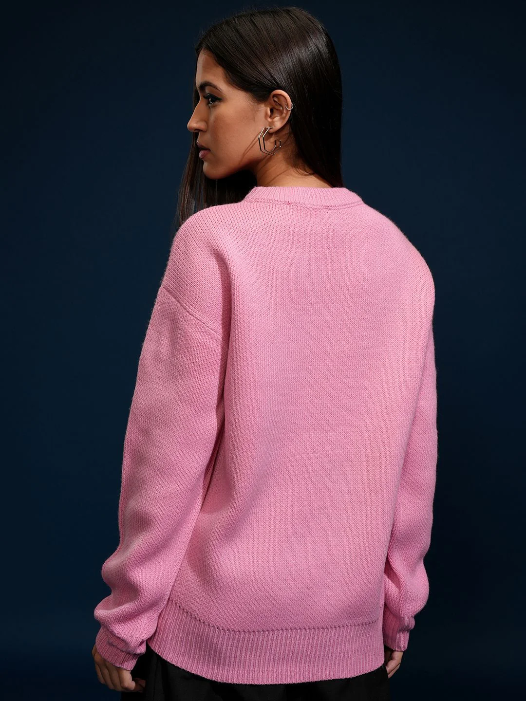 Tokyo Talkies Women Embellished Round Neck Sweater - Image 4