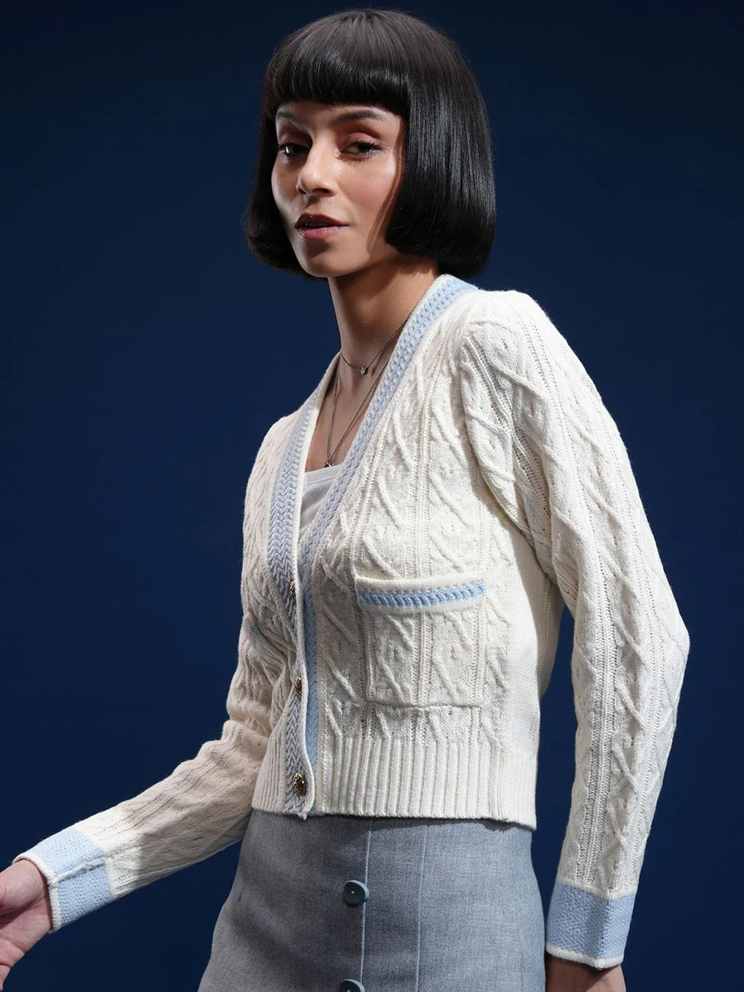 Tokyo Talkies Women Full Sleeve cardigan Sweater - Image 4