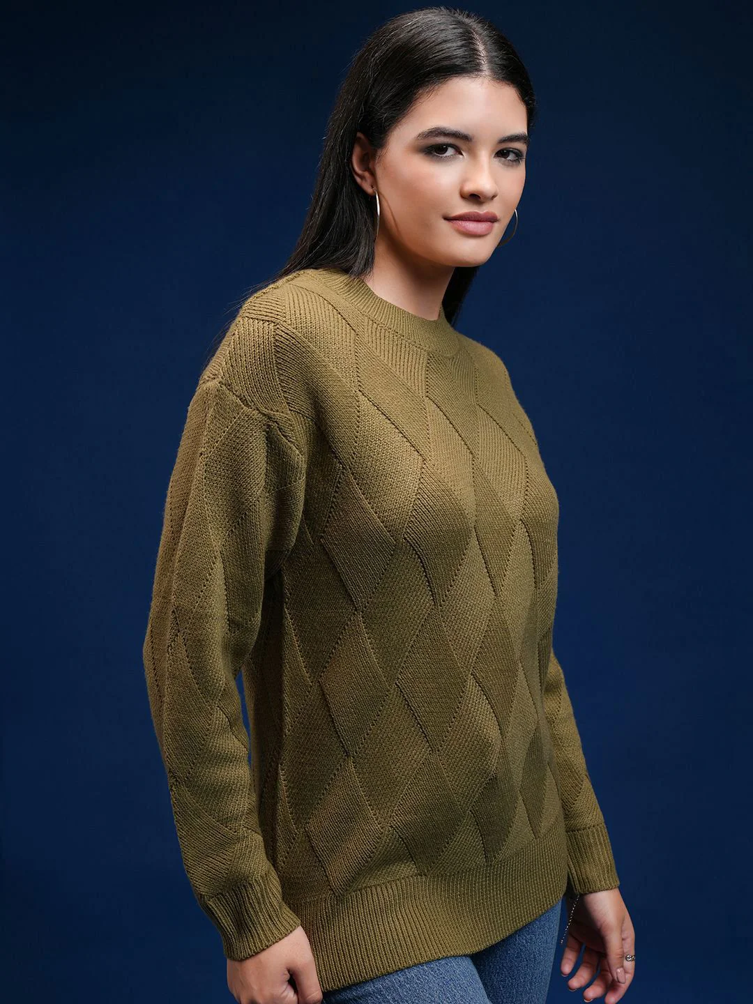 Tokyo Talkies Women Geometric Self Design Pullover - Image 5