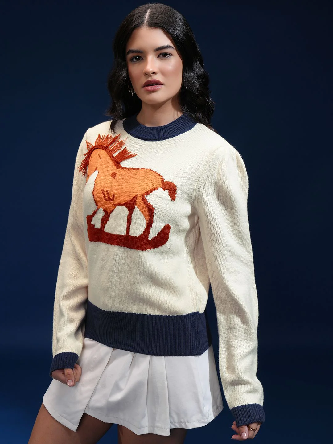 Tokyo Talkies Women Graphic Self Design Pullover - Image 5