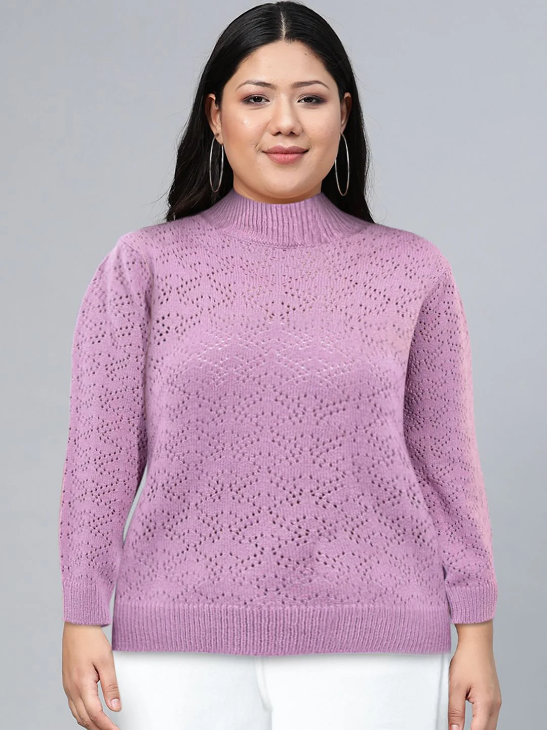 Tokyo Talkies Women Mauve High Neck Pullover - Image 7