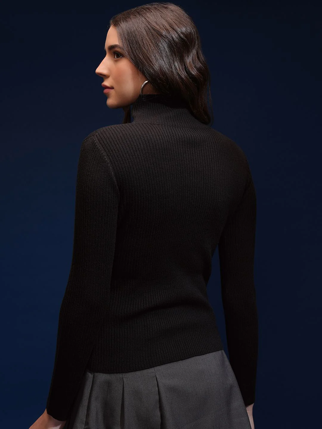 Tokyo Talkies Women Mock Collar Ribbed Pullover Sweater - Image 6