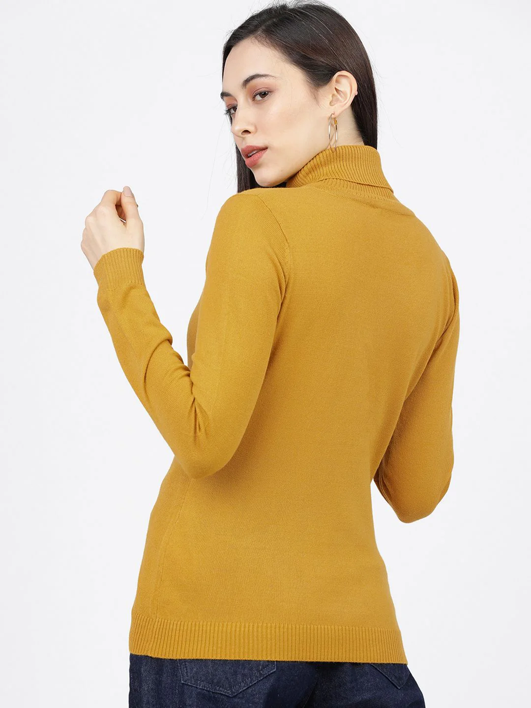 Tokyo Talkies Women Mustard Solid Sweater - Image 4
