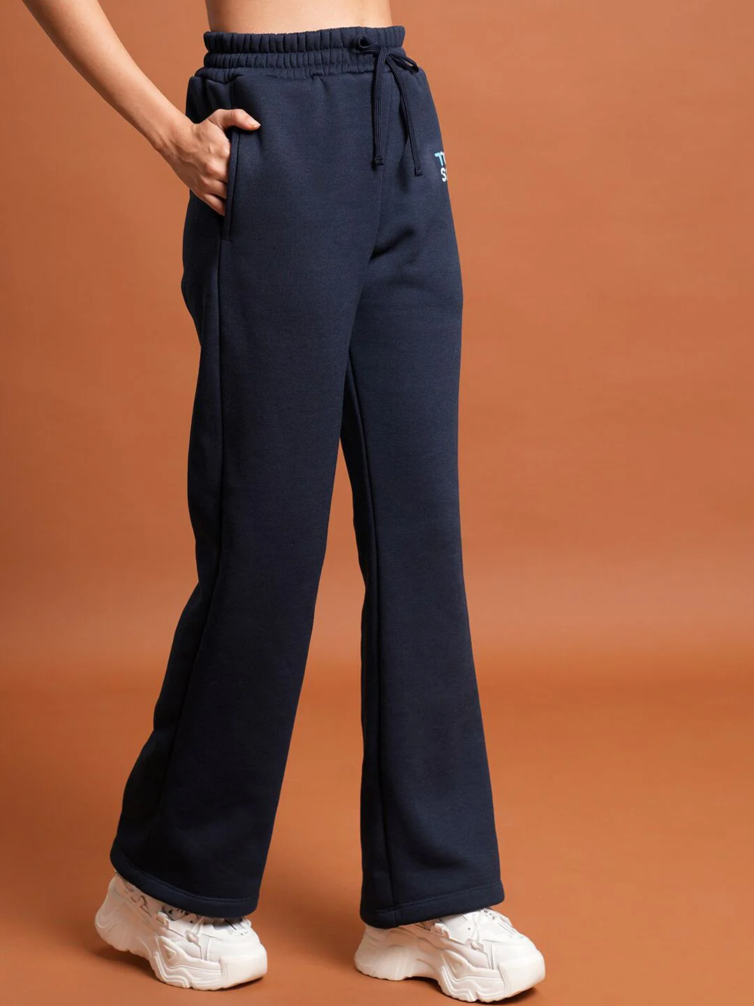 Tokyo Talkies Women Navy Blue Wide-Leg Track Pant - Image 2