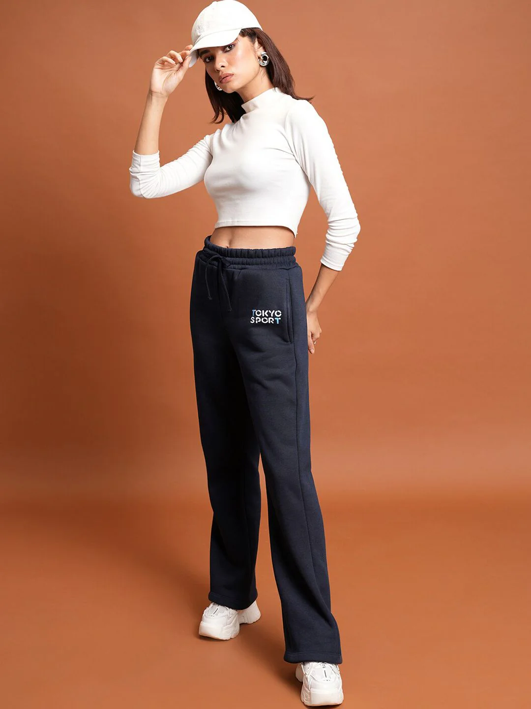 Tokyo Talkies Women Navy Blue Wide-Leg Track Pant - Image 4