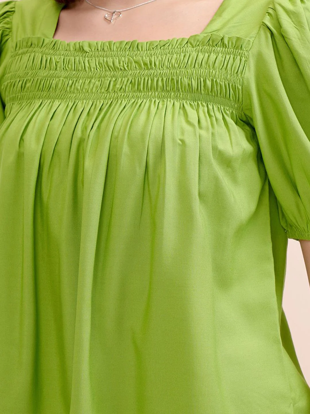 Tokyo Talkies Women Puff Short Sleeves Smocked Top - Image 3