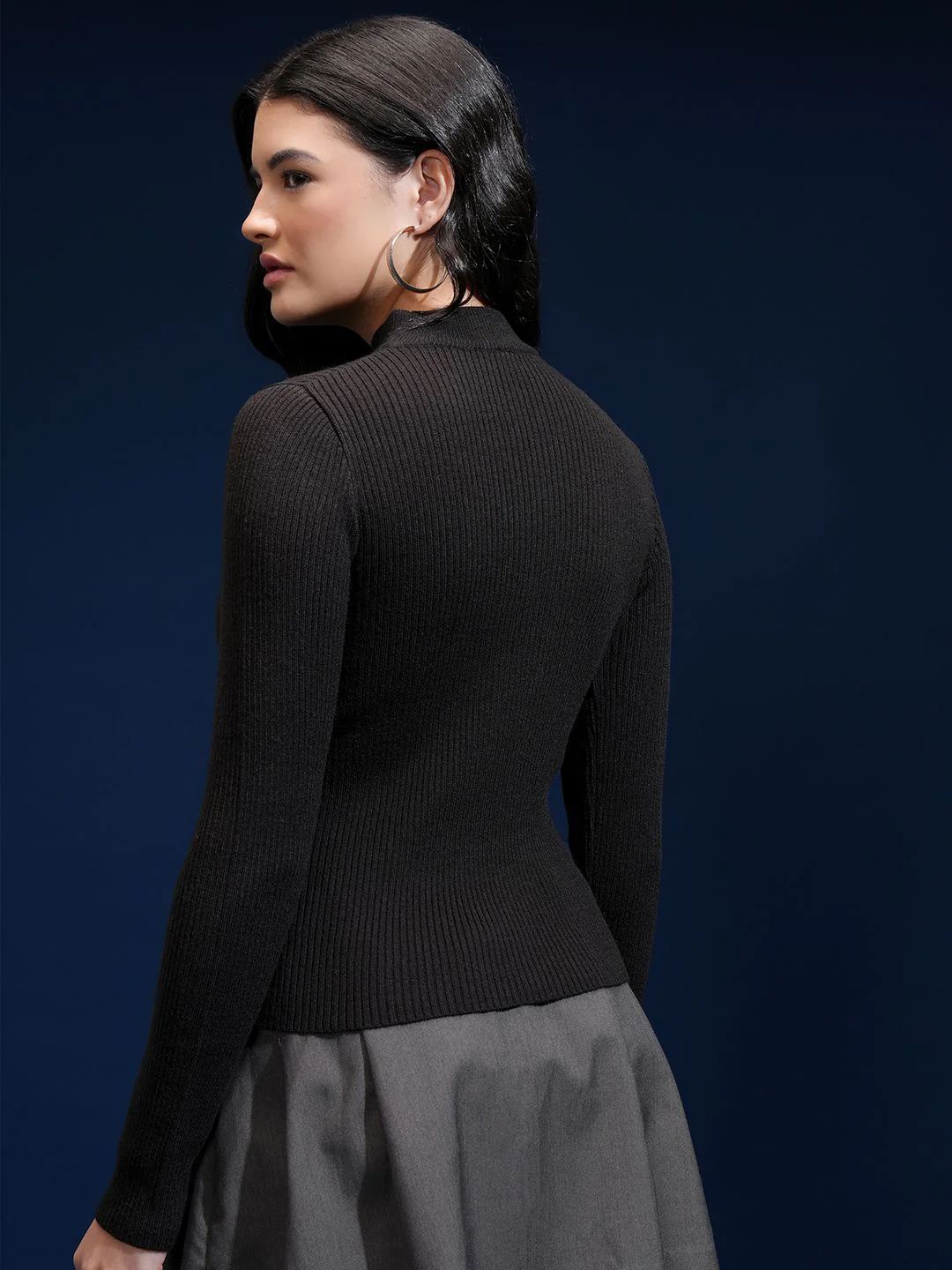Tokyo Talkies Women Ribbed Pullover - Image 6
