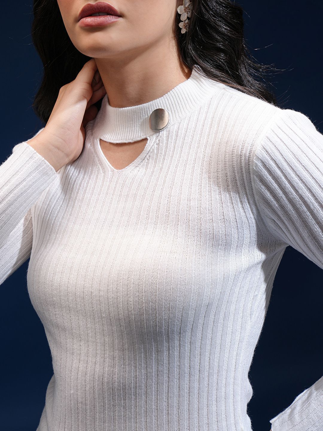 Tokyo Talkies Women Ribbed Pullover Sweaters - Image 3