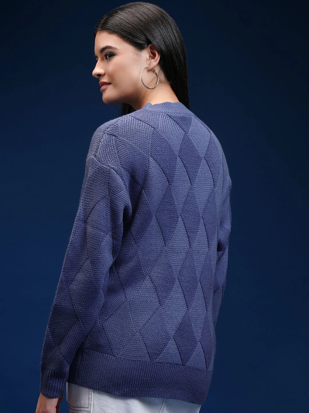 Tokyo Talkies Women Self Design Cable Knit Pullover - Image 5