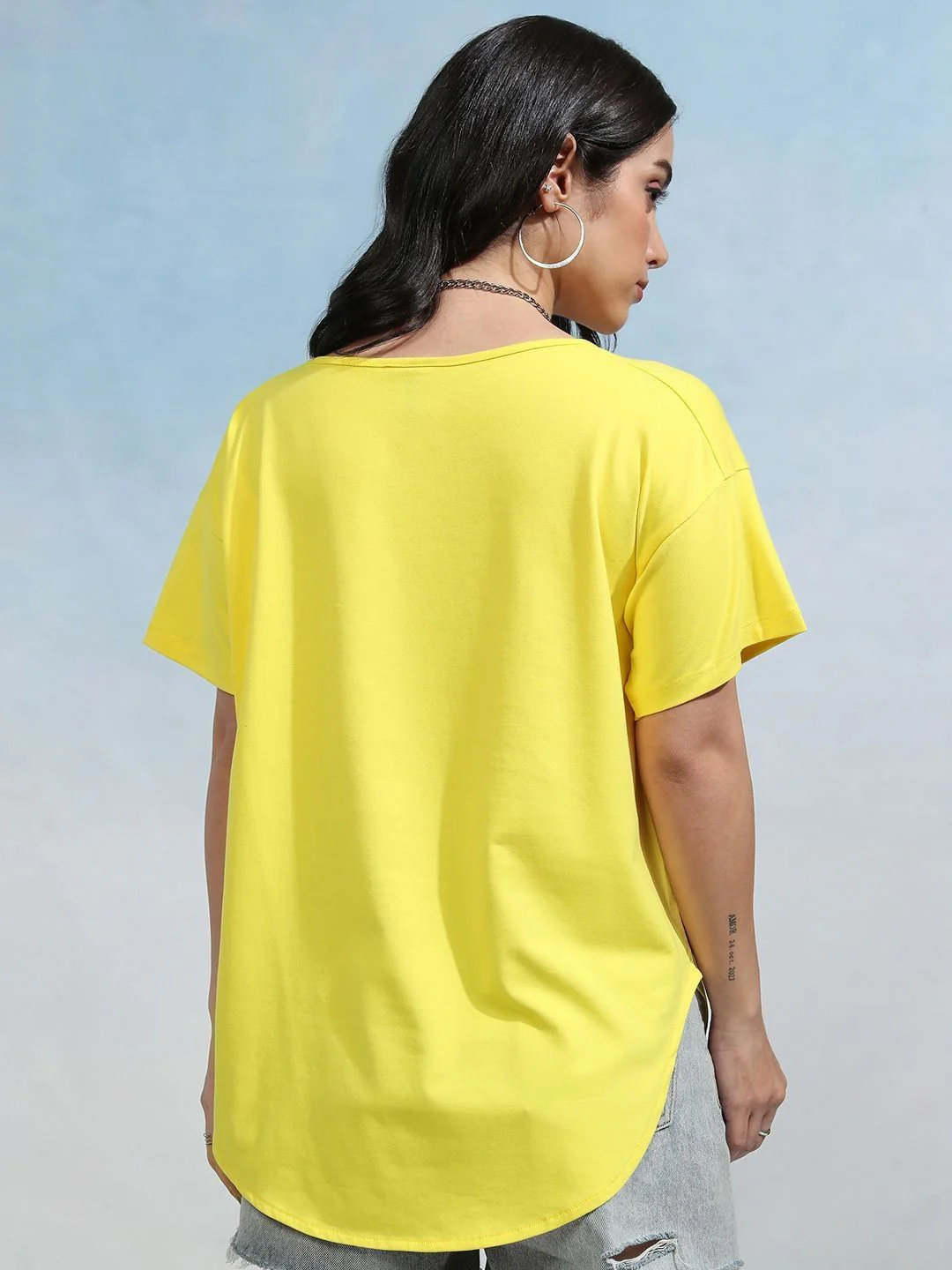 Tokyo Talkies Women Solid Boat Neck Cotton T-shirt - Image 5