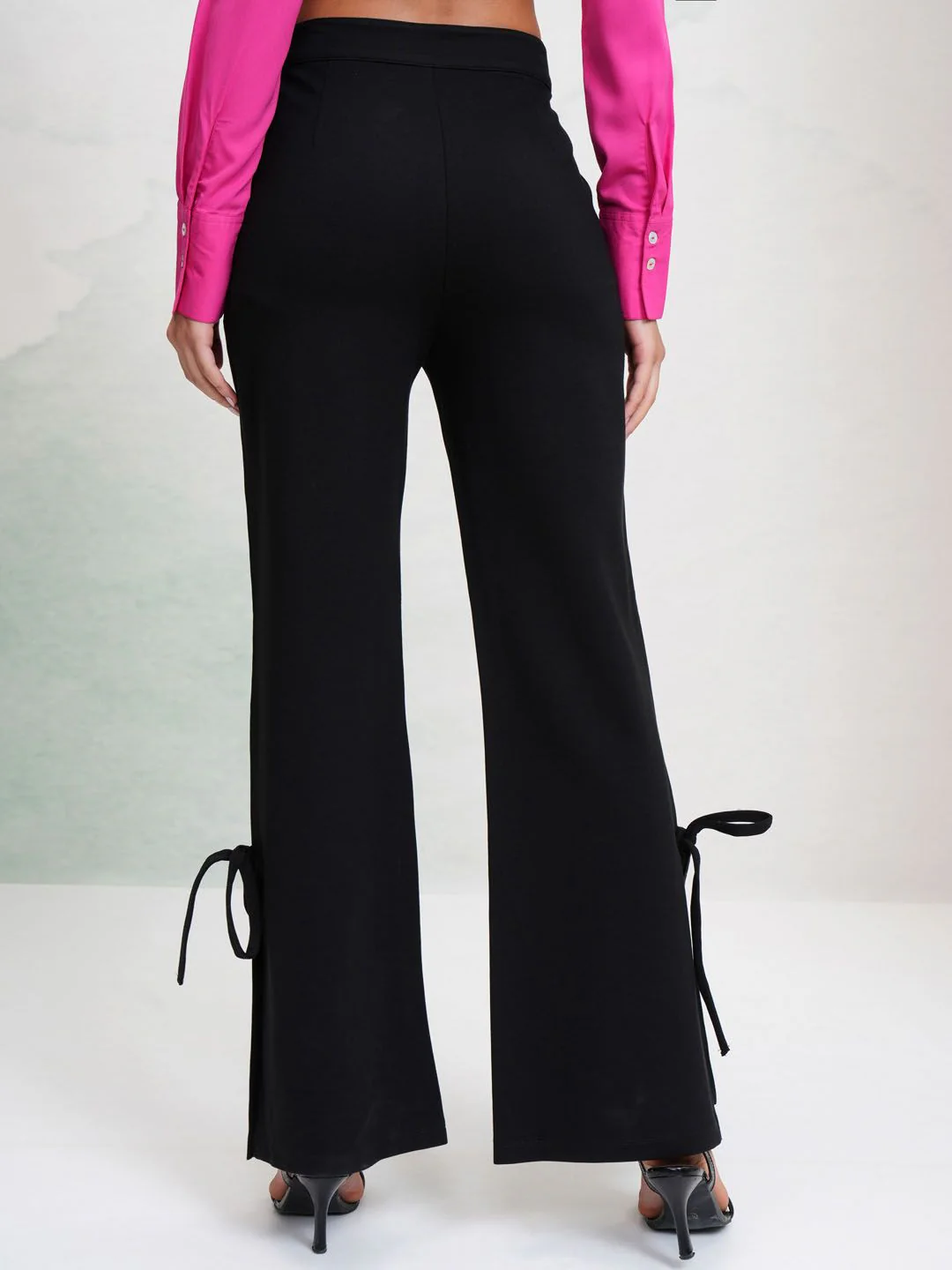 Tokyo Talkies Women Solid Hi-Waist Bootcut Pants Trousers - Image 3