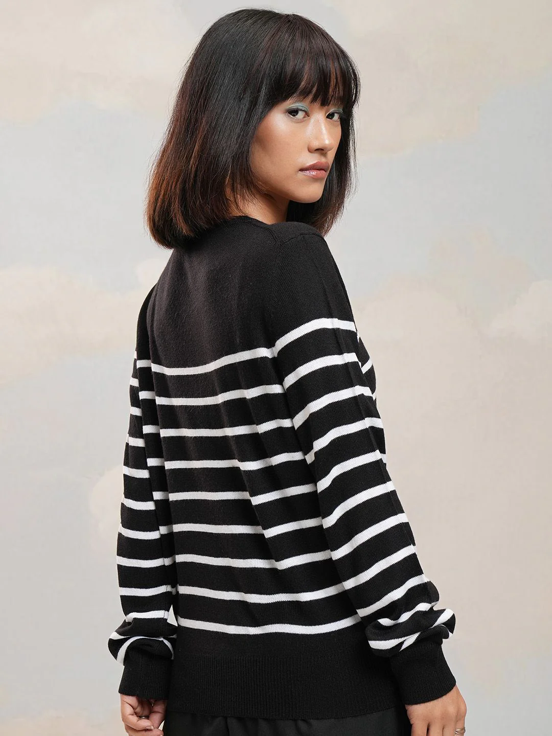 Tokyo Talkies Women Striped Pullover - Image 4