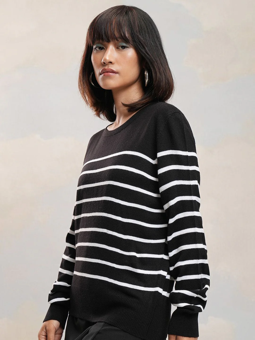Tokyo Talkies Women Striped Pullover - Image 5