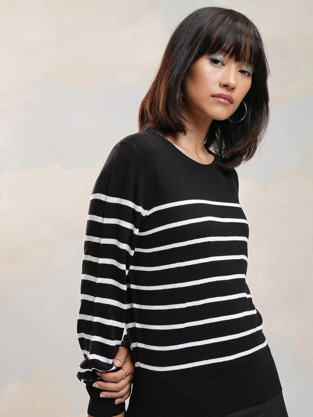 Tokyo Talkies Women Striped Pullover - Image 6