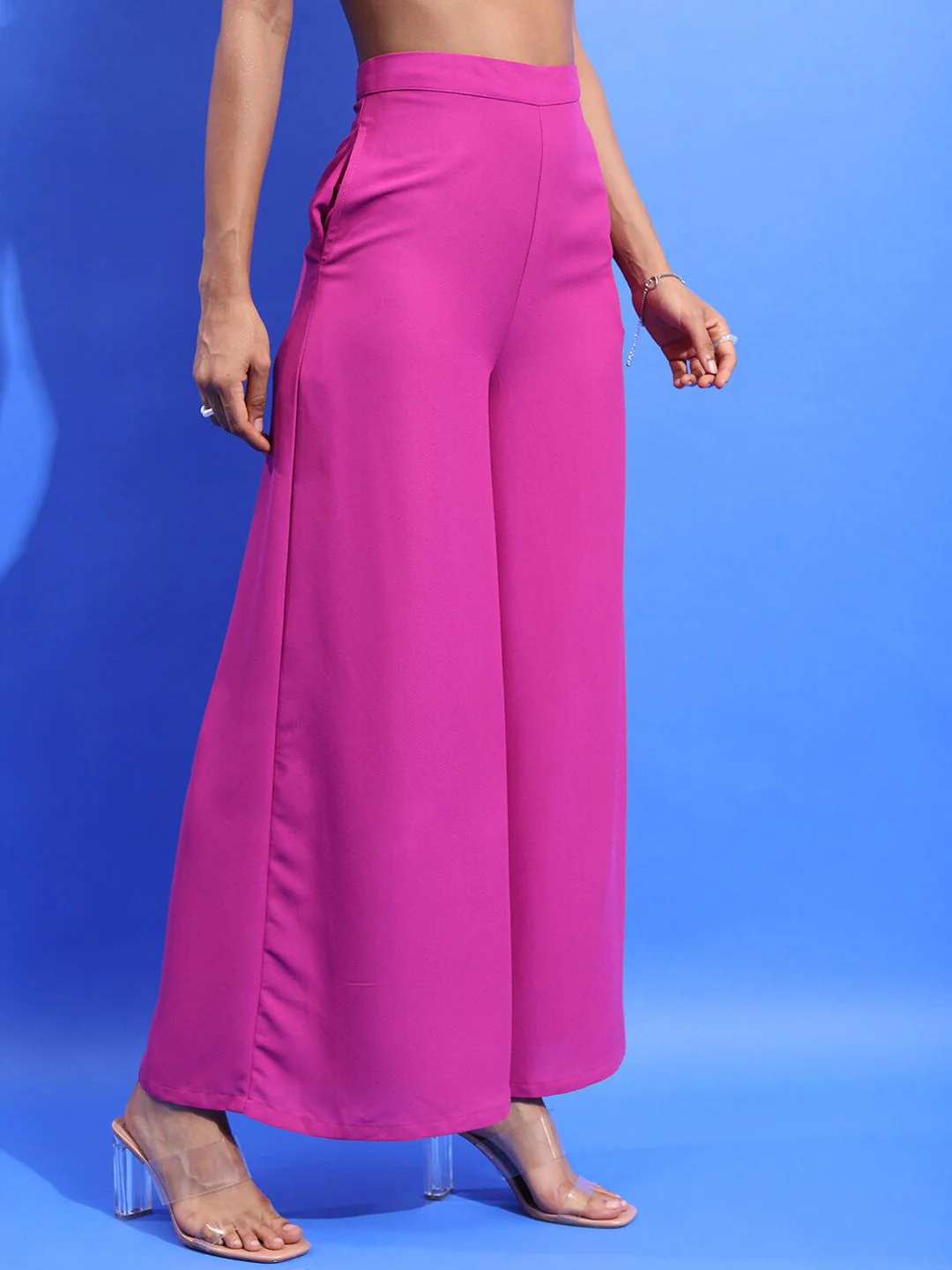 Tokyo Talkies Women Violet High-Rise Flared Parallel Trousers - Image 2