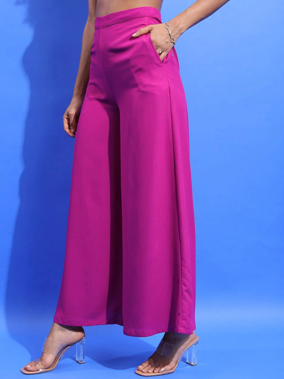 Tokyo Talkies Women Violet High-Rise Flared Parallel Trousers - Image 3