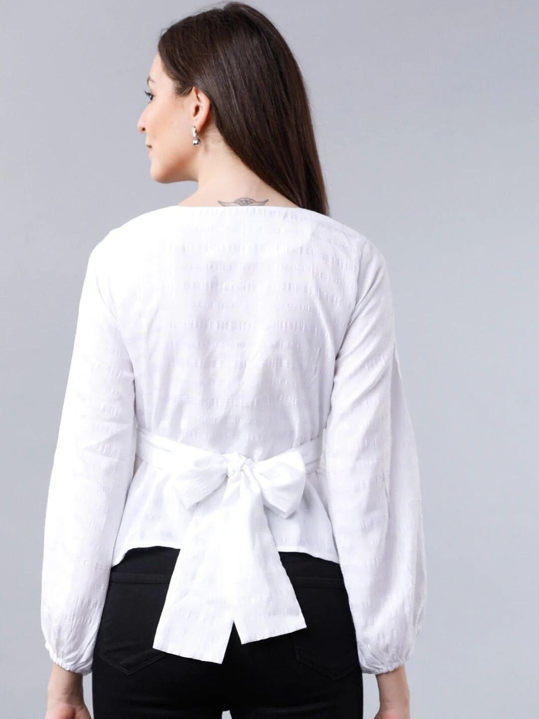 Tokyo Talkies Women White Solid Empire Top - Image 4