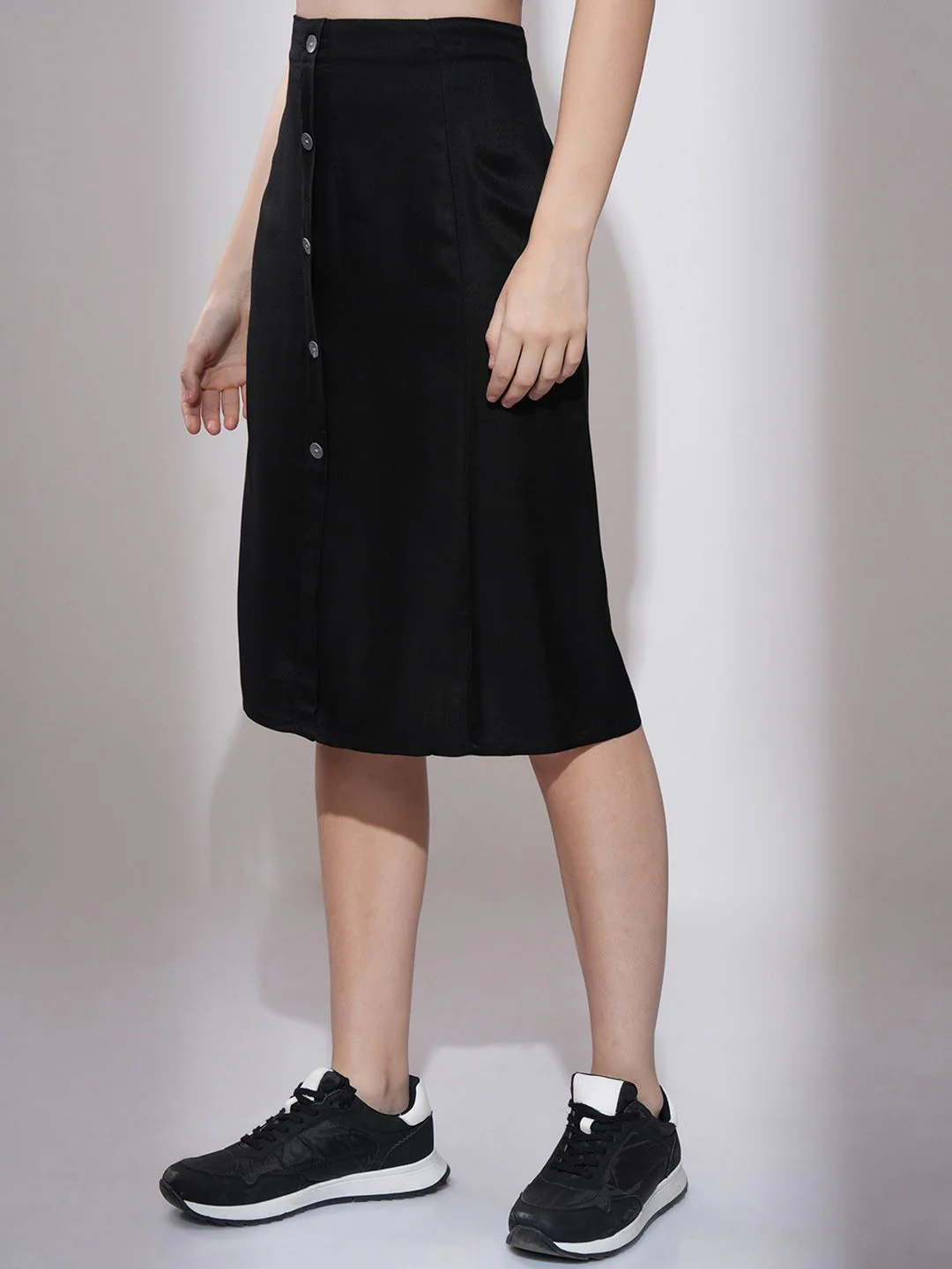 Tokyo Talkies Wrap Midi A-Line Solid Skirts - Image 3