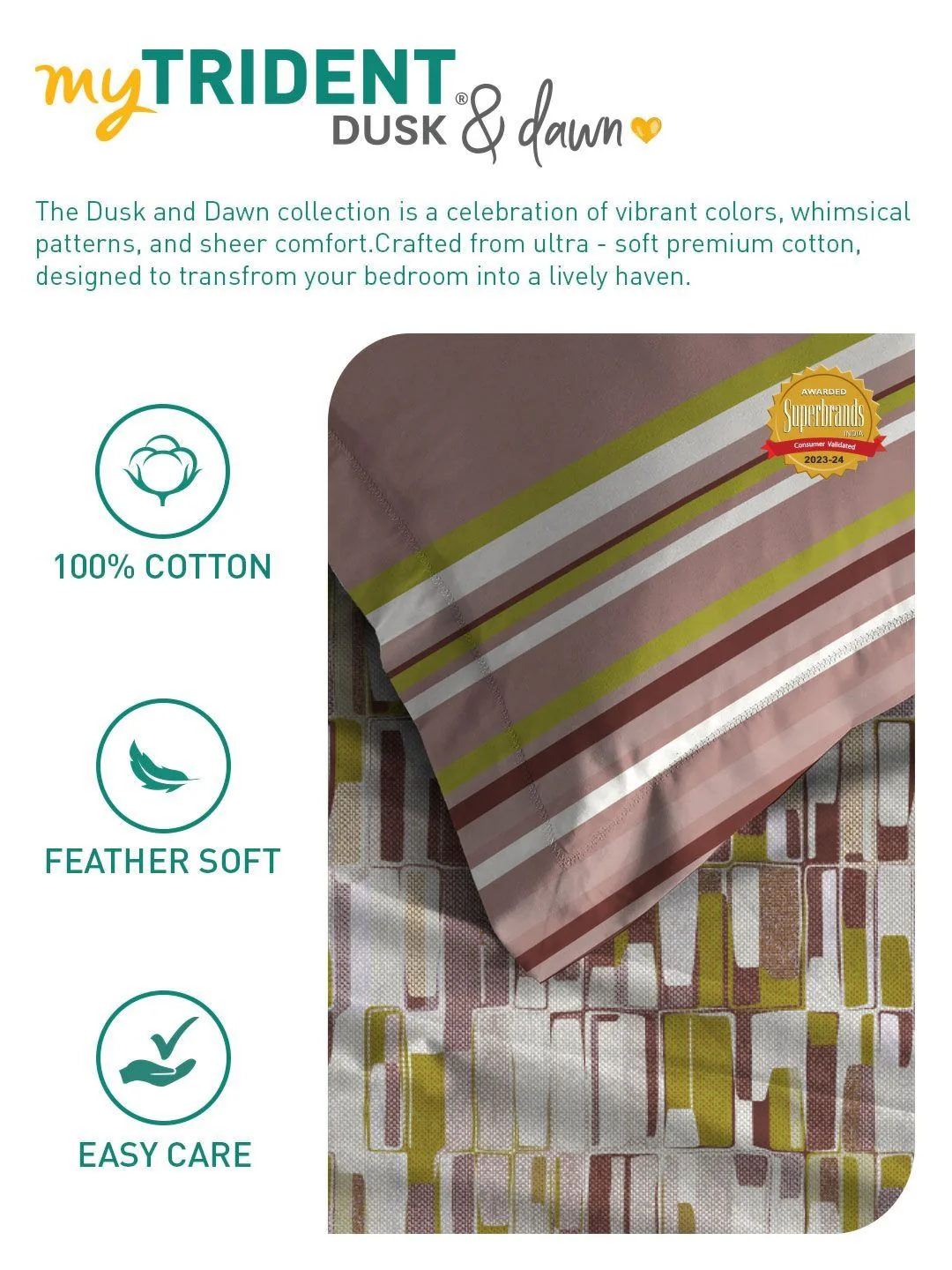 TRIDENT Crossroads Red Dusk & Dawn Flat 144TC King Cotton Bedsheet Set - Image 6