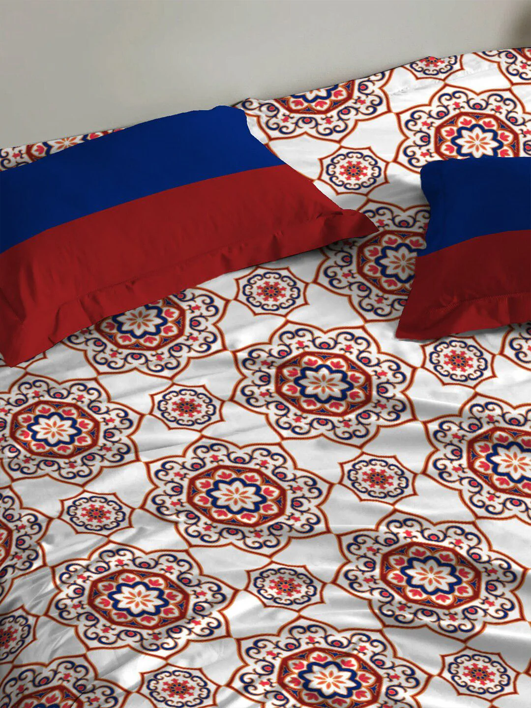 TRIDENT Majestic Mandala Red Urban Comfort Flat 144TC Single Cotton Bedsheet Set - Image 2