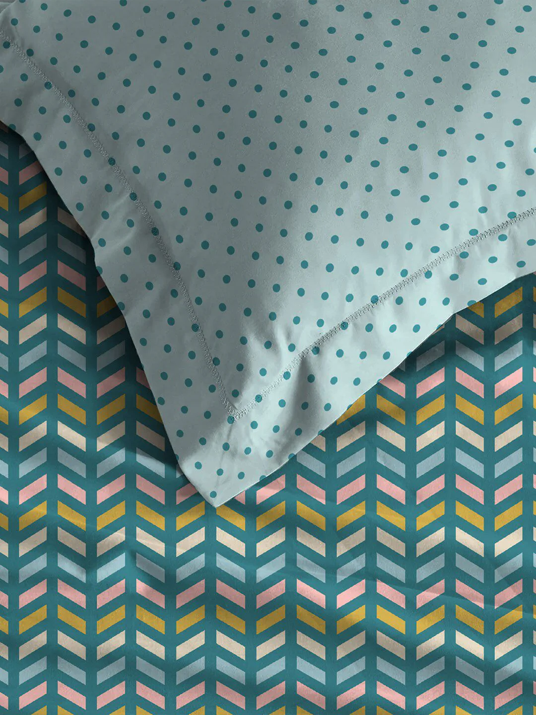 TRIDENT Party Mood Teal Urban Comfort Flat 144TC Queen Cotton Bedsheet Set - Image 5