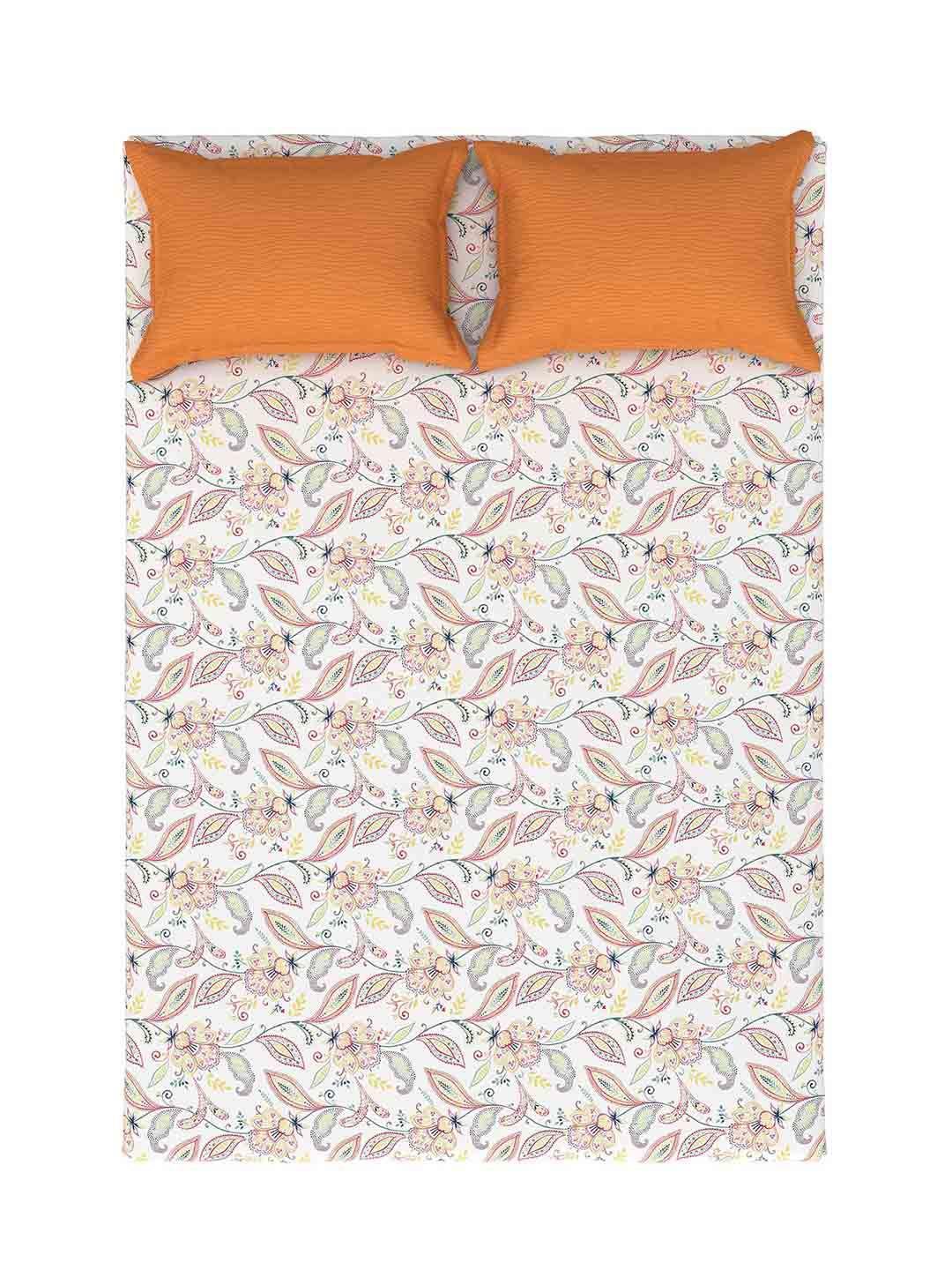 TRIDENT Vivid Caramel HE Flat 144TC Queen Cotton Bedsheet Set - Image 4