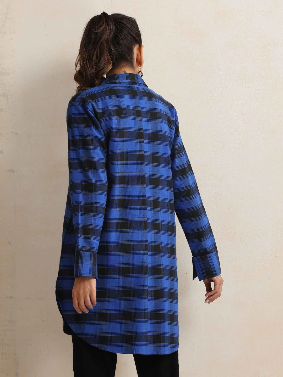 trueBrowns Checked Pleated Winter Top - Image 5