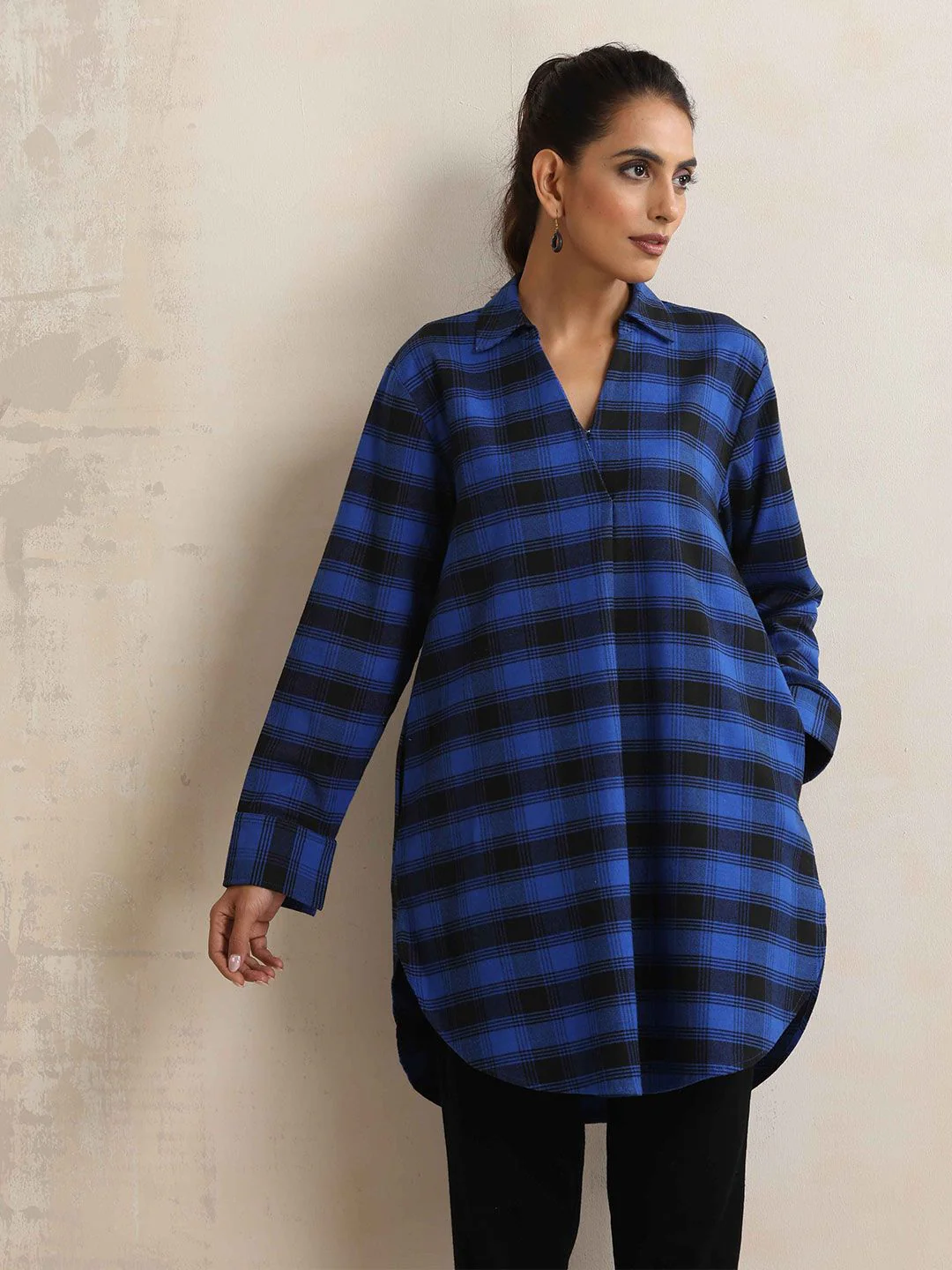 trueBrowns Checked Pleated Winter Top - Image 6