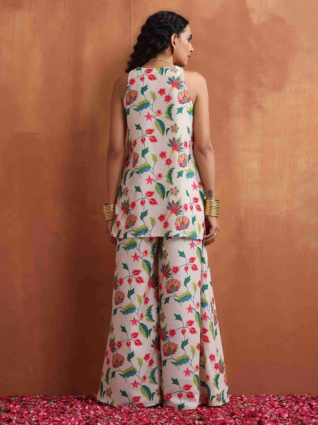trueBrowns Floral Printed Gotta Patti Kurti with Sharara - Image 5