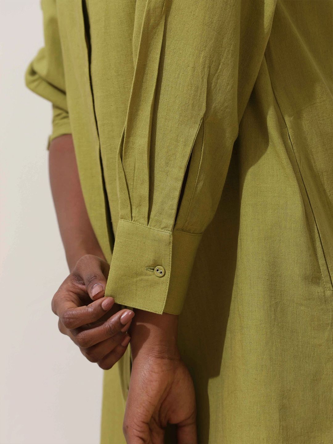 trueBrowns Women Pear Green Shirt Collar Cotton Shirt Dress - Image 2