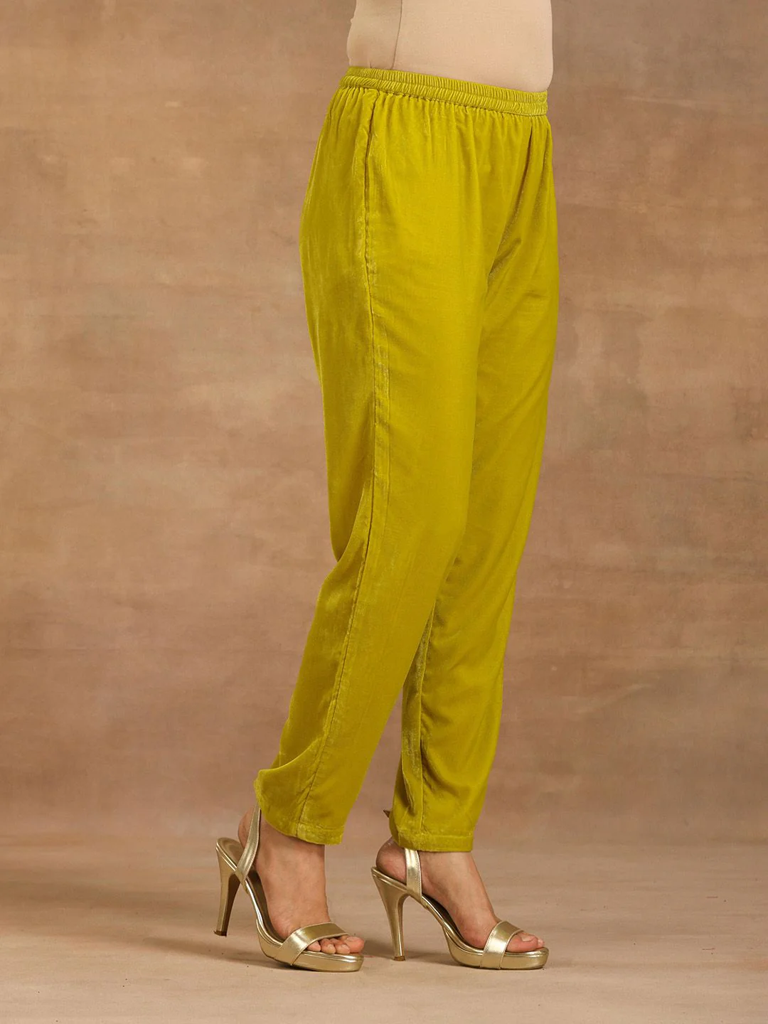 trueBrowns Women Straight Fit Velvet Regular Trouser - Image 2