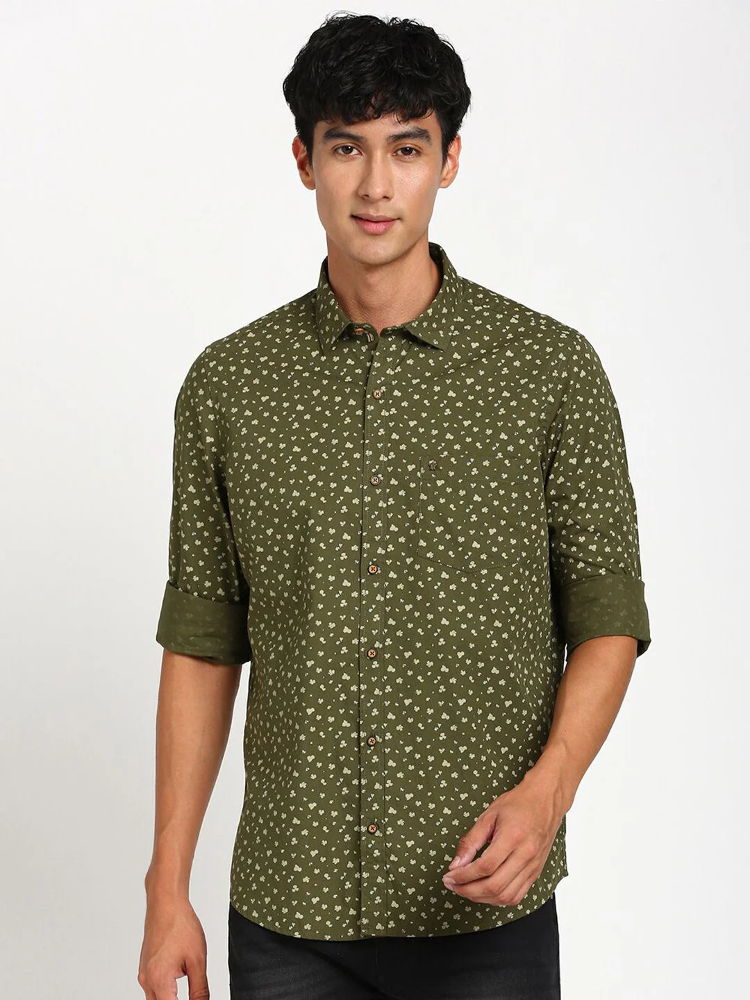 Turtle Relaxed Slim Fit Abstract Printed Casual Pure Cotton Shirt