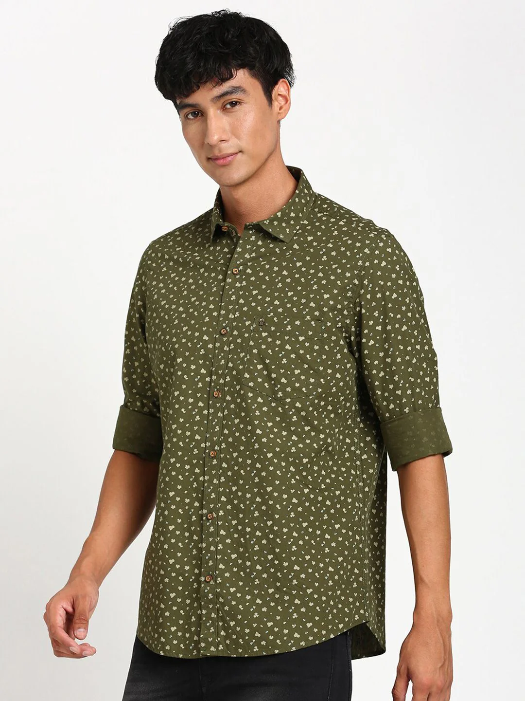 Turtle Relaxed Slim Fit Abstract Printed Casual Pure Cotton Shirt - Image 5