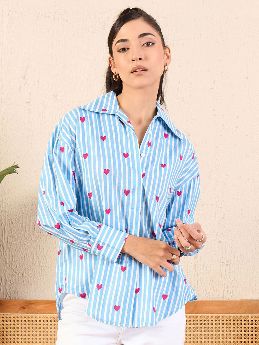 Uptownie Printed Asymmetric Cotton Shirt - Image 2