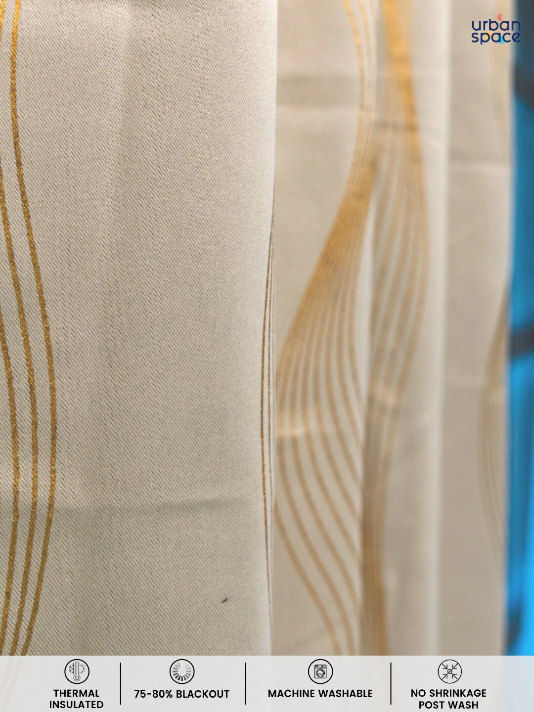 URBAN SPACE Beige & Gold-Toned Black Out Long Door Curtain - Image 5