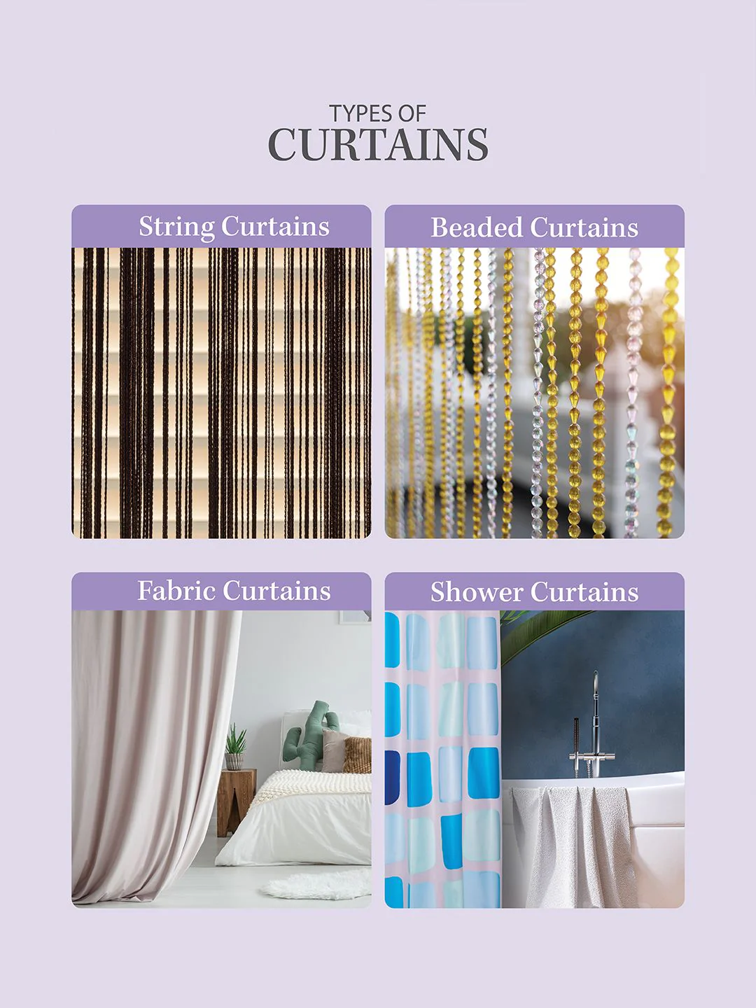 URBAN SPACE Cream-Coloured & Blue Set of 2 Door Curtains - Image 5