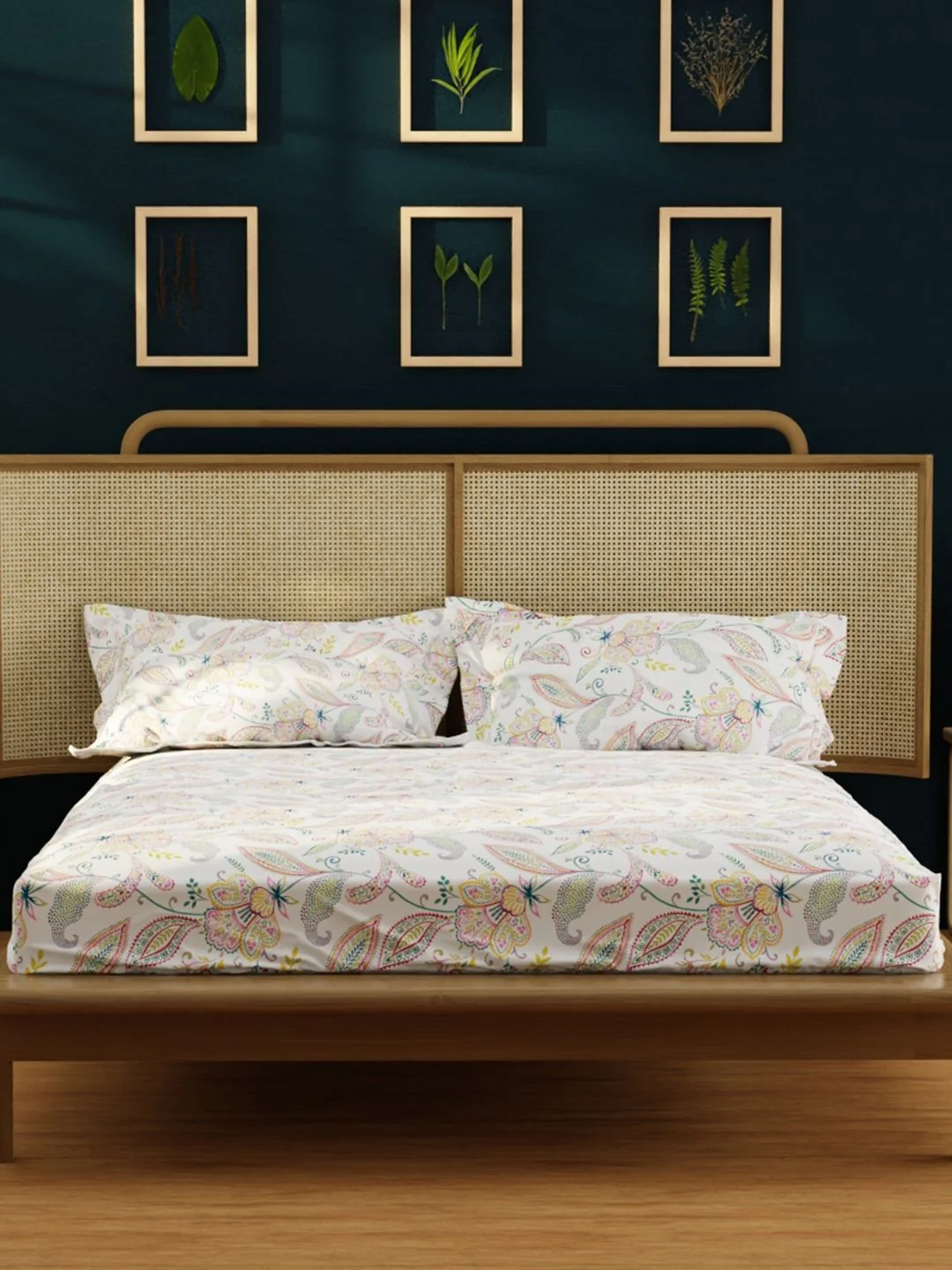 URBAN SPACE White & Pink Printed 200 TC Cotton Single Bedsheet with 1 Pillow Cover - Image 5