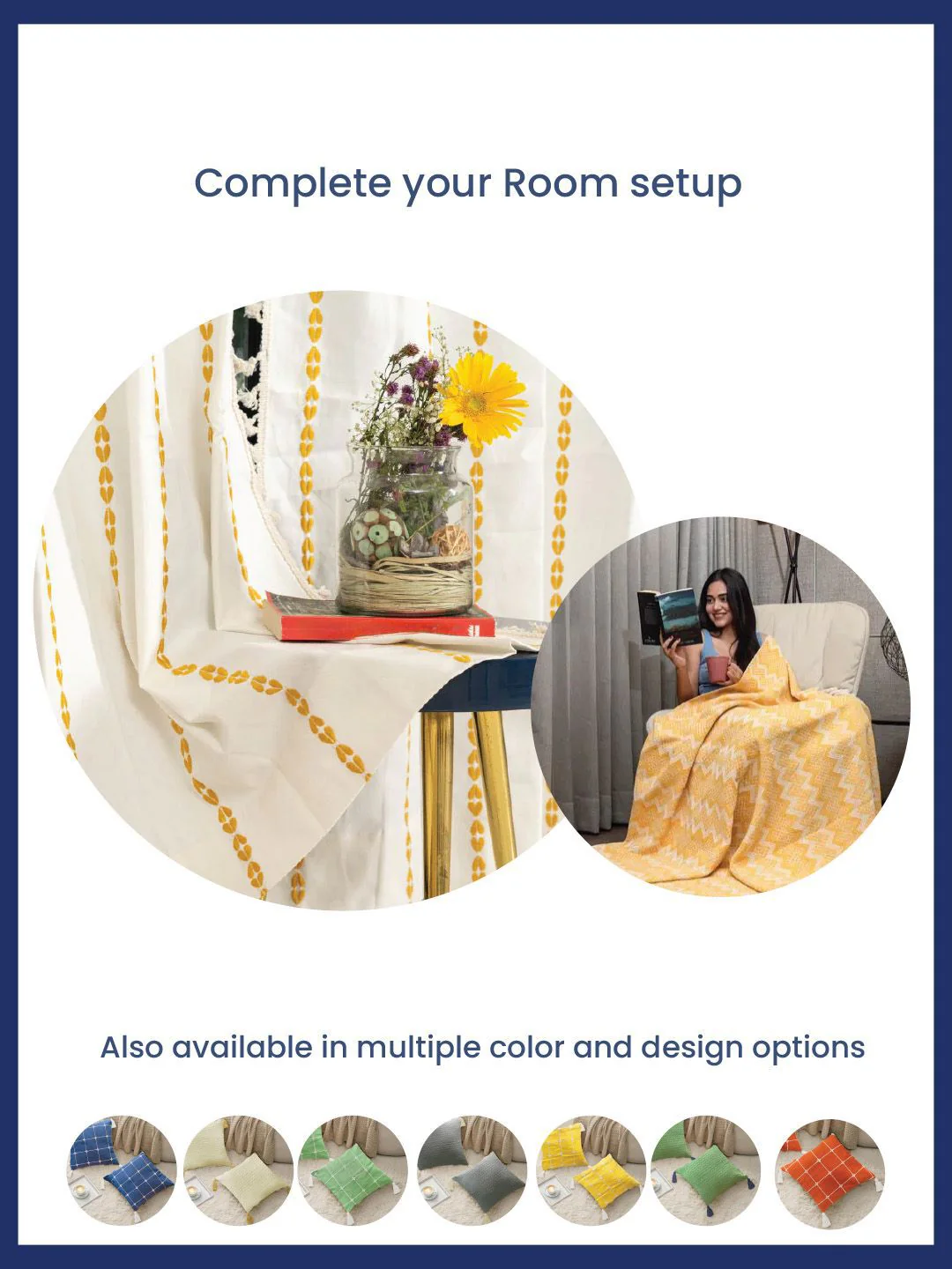 URBAN SPACE Yellow & White 2 Pieces Embroidered Pure Cotton Square Cushion Covers - Image 5