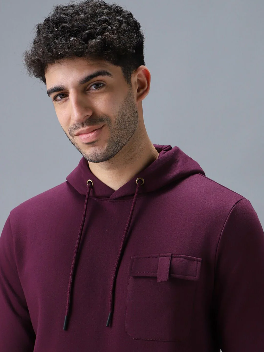 Urbano Fashion Cotton Solid Hooded Neck Sweatshirt - Image 2