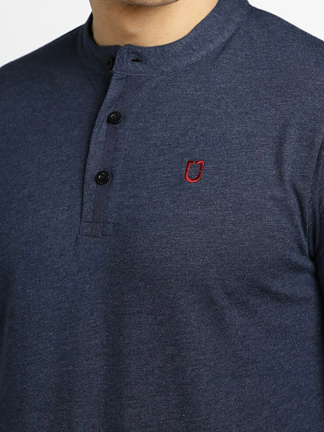 Urbano Fashion Mandarin Collar Cotton T-shirt - Image 2
