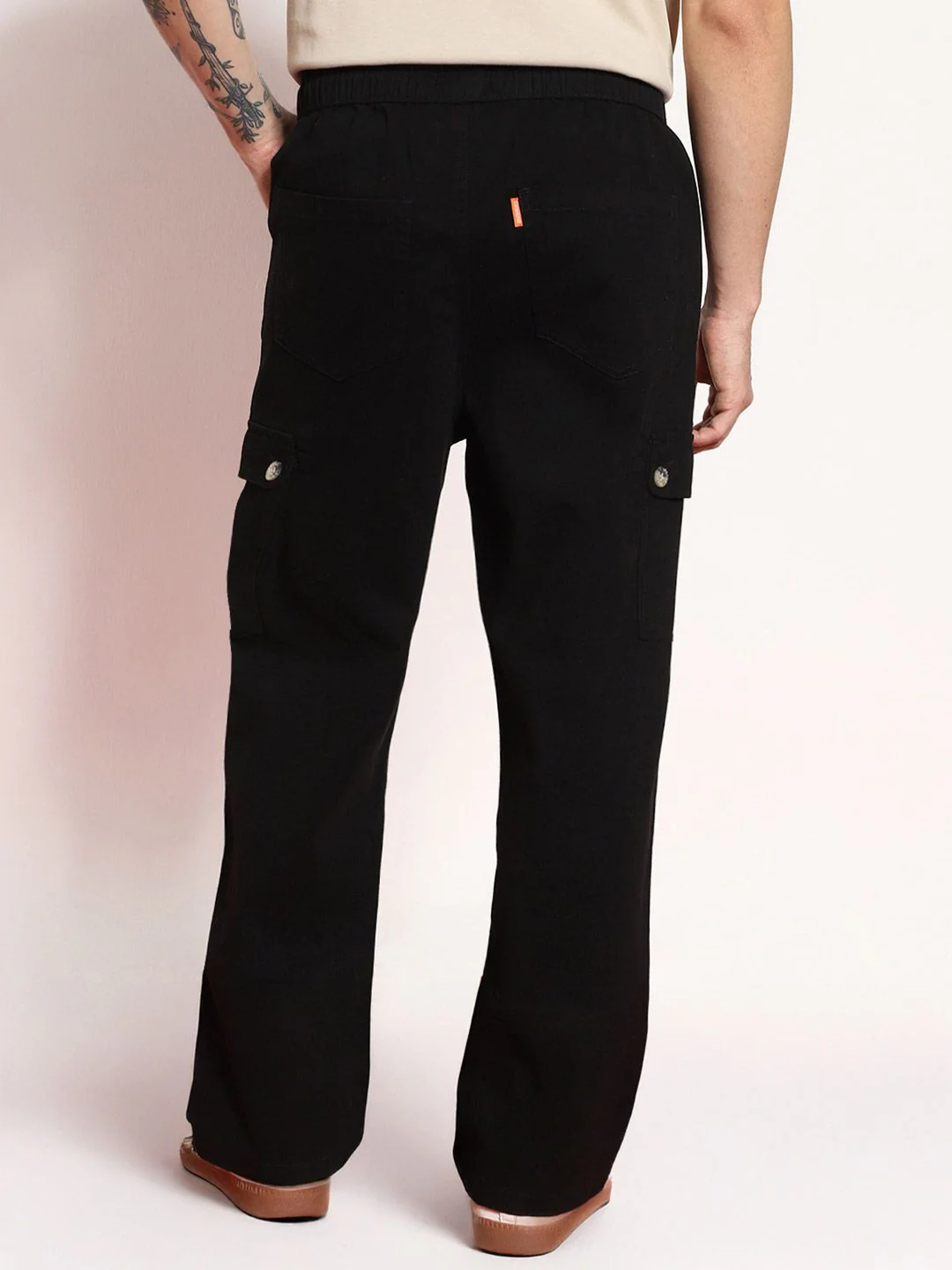 Urbano Fashion Men Black Loose Baggy Fit Cargo Jogger Chino with 6 Pockets Stretchable - Image 3