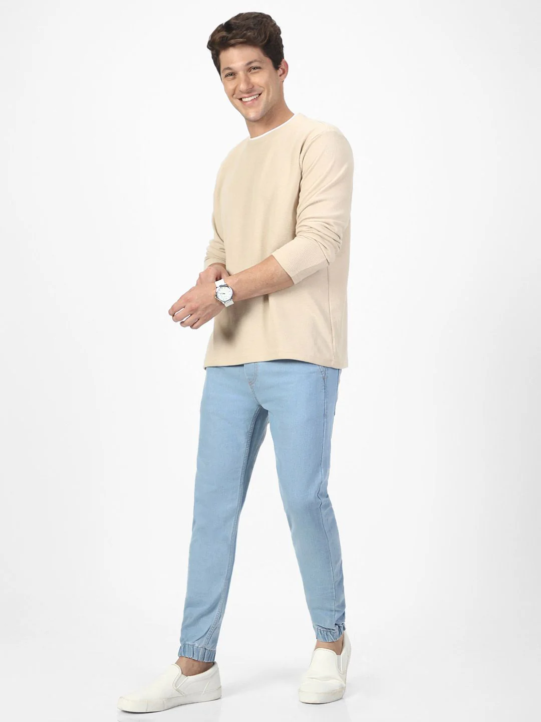Urbano Fashion Men Blue Slim Fit Mid-Rise Clean Look Stretchable Jogger Jeans - Image 5